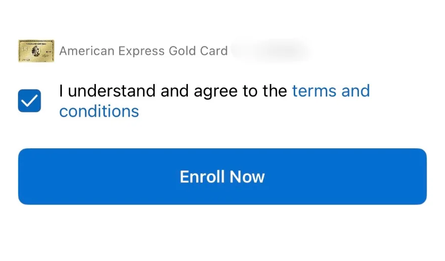 Amexアプリの特典登録画面